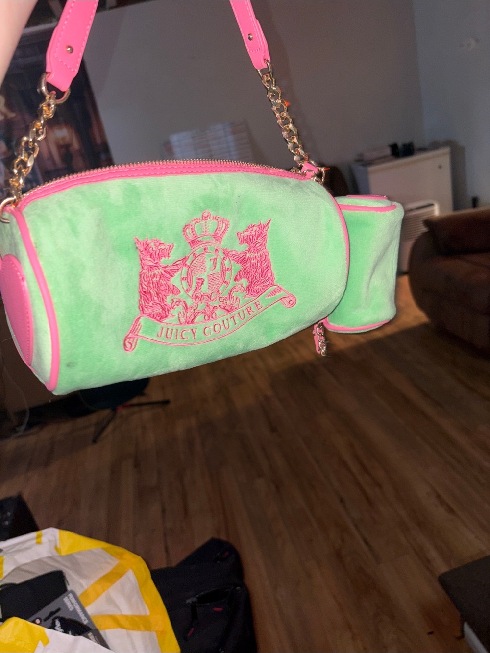 Juicy Couture Mint Green Bag with Hot Pink Trim